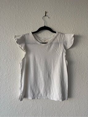 UpWest White Ruffled Sleeve Tank Top